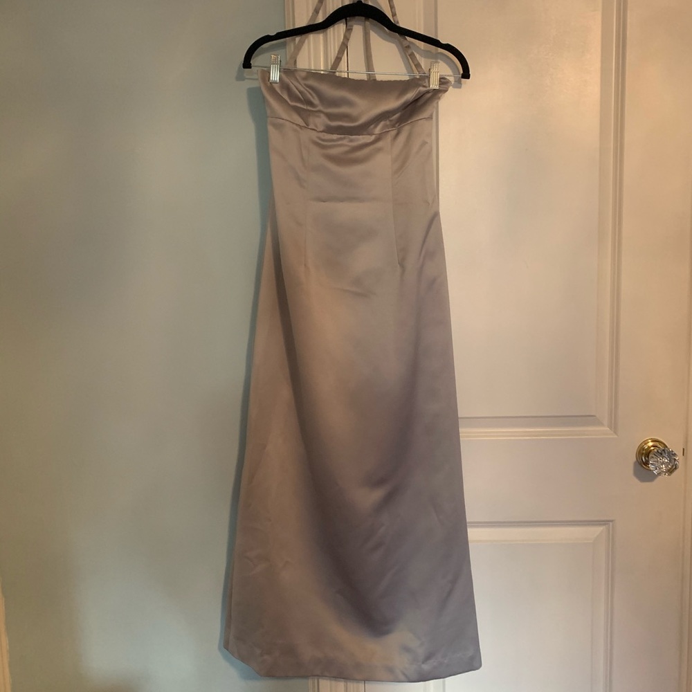 Nicole Miller long silver formal dress